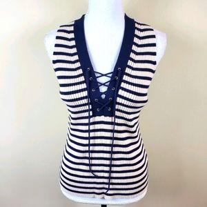 J. Crew Navy Cream Nautical Sweater Tank Top